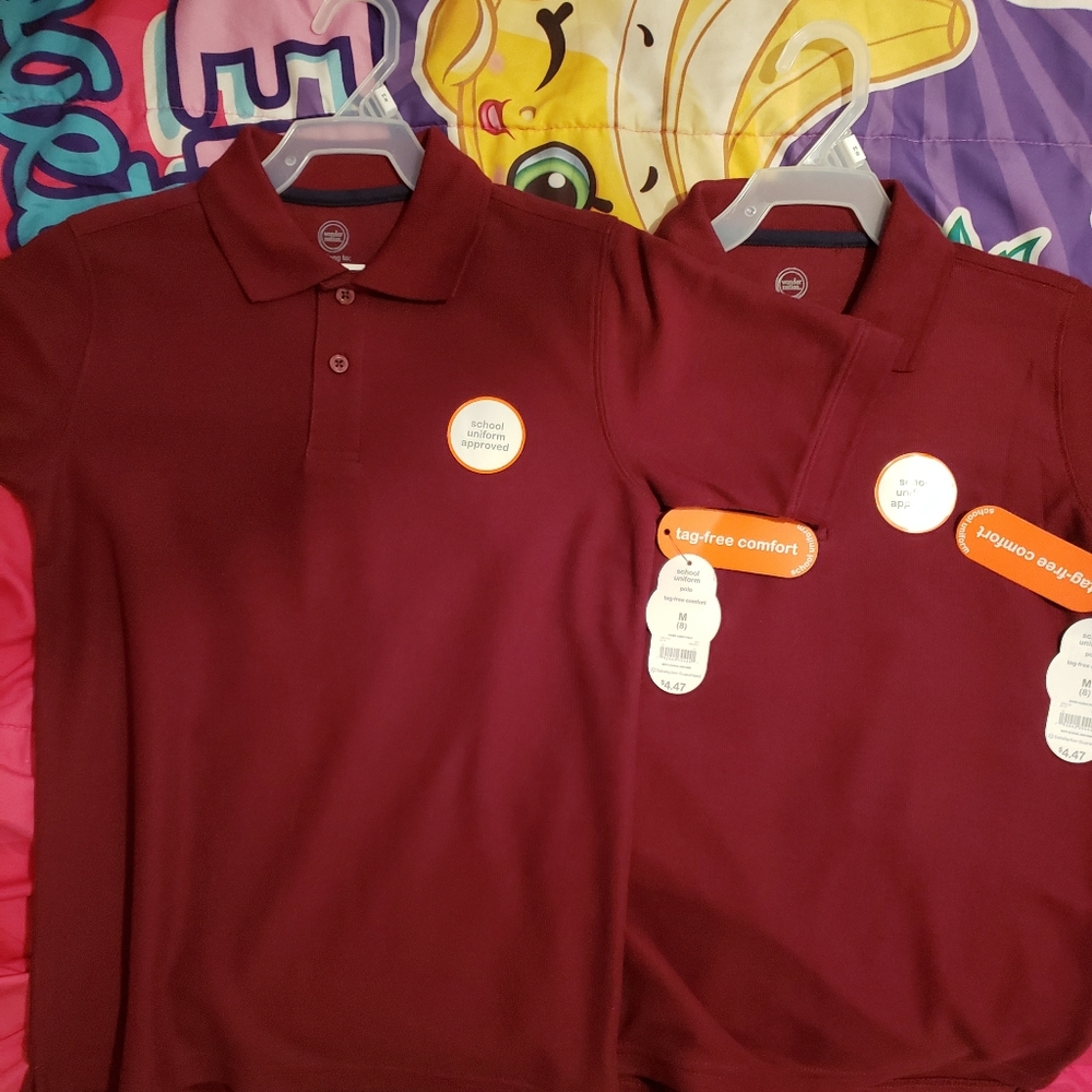 2 School Uniform Polo Style Shirts